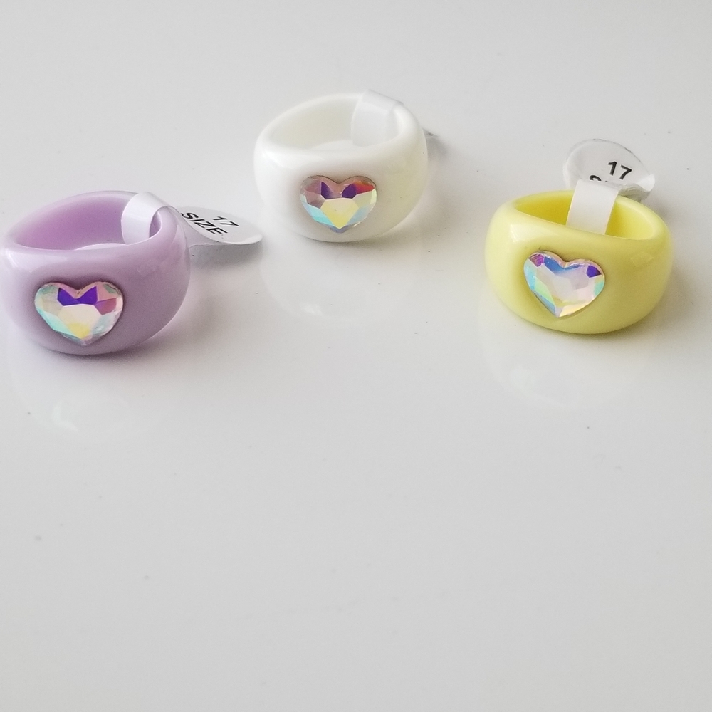 3/30 ☘️Chunky Rings for Women, Acrylic Rings with rhinestones, 3 colors, sizes 7